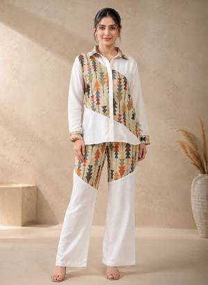 Attrective These Beautiful Looking Readymade Co Ord Shirt With Bottom.These Shirt And Bottom Fabricated On Linen.Its Beautified With Designer Printed.