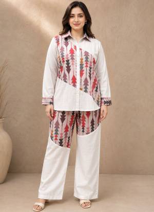 Attrective These Beautiful Looking Readymade Co Ord Shirt With Bottom.These Shirt And Bottom Fabricated On Linen.Its Beautified With Designer Printed.