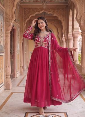 Garb These Beautiful Looking Party Wear Readymade Long Gown With Dupatta.These Gown Are Georgette And Dupatta is Fabricated On Georgette.Its Beautified With Designer Embroidery Work.