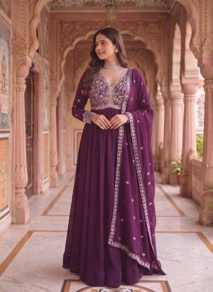 Garb These Beautiful Looking Party Wear Readymade Long Gown With Dupatta.These Gown Are Georgette And Dupatta is Fabricated On Georgette.Its Beautified With Designer Embroidery Work.