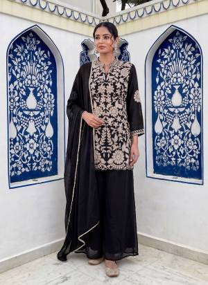 Attrective Looking These Party Wear Readymade Plazzo Suit in Fine Colored Pair With Bottom And Dupatta.These Top And Dupatta Are Fabricated On Chinon Pair With Chinon Bottom.Its Beautified With Designer Embroidery Work.
