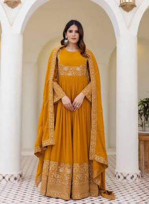 Looking These Beautiful Party Wear Looking Readymade Gown With Bottom.These Gown And Dupatta Are Georgette Fabricated.Its Beautified With Disigner Embroidery Work.