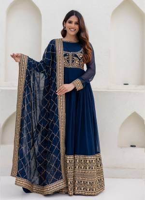 Looking These Beautiful Party Wear Looking Readymade Gown With Bottom.These Gown And Dupatta Are Georgette Fabricated.Its Beautified With Disigner Embroidery Work.
