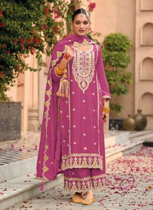 Attractive These Party Wear Designer Plazzo Suit in Fine Colored Pair With Bottom And Dupatta.These Top Are Chinon And Dupatta Are Fabricated On Chinon Pair With Chinon Bottom.Its Beautified With Crepe Silk Inner.Its Beautified With Heavy Designer Embroidery Work.