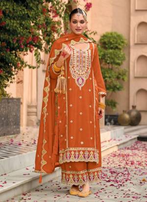 Attractive These Party Wear Designer Plazzo Suit in Fine Colored Pair With Bottom And Dupatta.These Top Are Chinon And Dupatta Are Fabricated On Chinon Pair With Chinon Bottom.Its Beautified With Crepe Silk Inner.Its Beautified With Heavy Designer Embroidery Work.