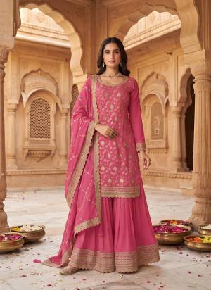 Attractive These Party Wear Free Size Stitched Plazzo Suit in Fine Colored Pair With Dupatta.These Top And Bottom Are Chinon And Dupatta Are Chinon And Pair With Inner.Its Beautified With Woven Jacquard Designer With Embroidery Work.