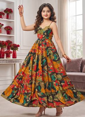 Attrective Looking These Beautiful Looking Kids Wear Readymade Long Gown.These Gown Are Rayon Fabricated.Its Beautified With Designer Digital Printed.