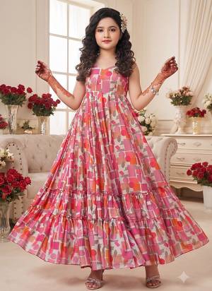Attrective Looking These Beautiful Looking Kids Wear Readymade Long Gown.These Gown Are Rayon Fabricated.Its Beautified With Designer Digital Printed.