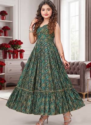 Attrective Looking These Beautiful Looking Kids Wear Readymade Long Gown.These Gown Are Rayon Fabricated.Its Beautified With Designer Digital Printed.