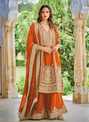 Garb These Party Wear Free Size Stitched Plazzo Suit in Fine Colored Pair.These Top Bottom And Dupatta Are Chinon And Pair With Crepe Inner.Its Beautified With Heavy Designer Embroidery Work.