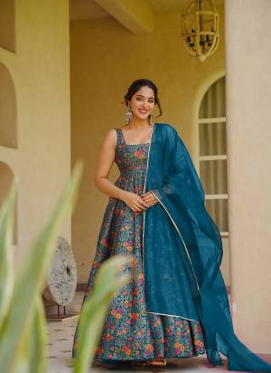 Attrective Looking These Beautiful Looking Readymade Long Gown With Dupatta.These Gown Are Silk And Organza Dupatta Fabricated.Its Beautified With Designer Digital Printed.