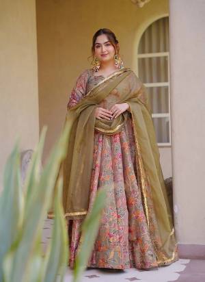 Attrective Looking These Beautiful Looking Readymade Long Gown With Dupatta.These Gown Are Silk And Organza Dupatta Fabricated.Its Beautified With Designer Digital Printed.