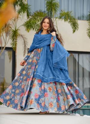 Attrective Looking These Beautiful Looking Readymade Long Gown With Dupatta.These Gown Are Silk And Organza Dupatta Fabricated.Its Beautified With Designer Digital Printed.