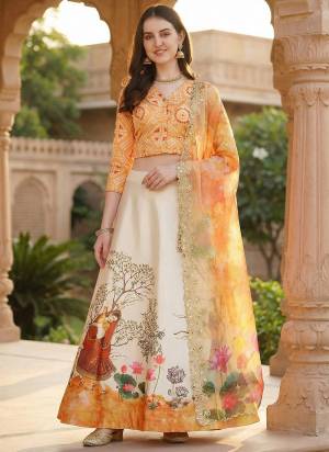 For A Fancy Designer Look,Grab These Lehenga Choli With Dupatta in Fine Colored.These Lehenga Are Satin Silk And Choli Are Silk And Dupatta Are Fabricated On Organza Pair.Its Beautified With Designer Digital Printed.