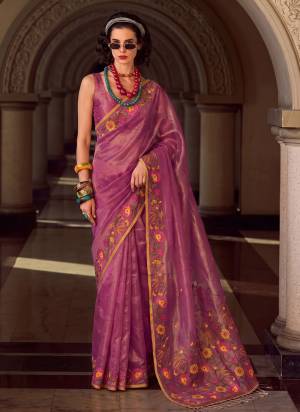 Garb These Fastive And Party Wear Saree in Fine Colored.These Saree And Blouse is Fabricated On Tissue Silk.Its Beautified With Designer Multy Thread Embroidery Work.