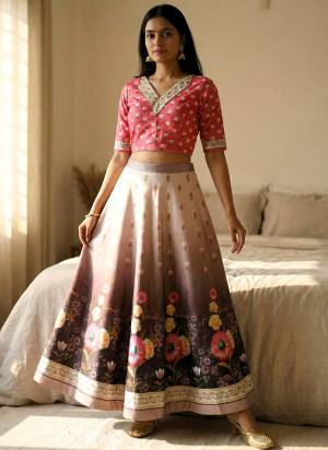 For A Fancy Designer Look,Grab These Crop Top Lehenga Choli in Fine Colored.These Lehenga And Choli Are Satin Fabricated On Pair.Its Beautified With Designer Digital Printed.