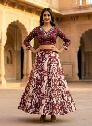 For A Fancy Designer Look,Grab These Crop Top Lehenga Choli in Fine Colored.These Lehenga And Choli Are Satin Fabricated On Pair.Its Beautified With Designer Digital Printed.