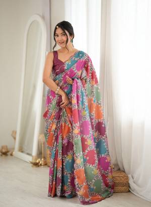 Attractive These Party Wear Saree in Fine Colored.These Saree Are Chinon And Blouse is Chinon Fabricated.Its Beautified With Designer Digital Printed With Mirror Cut Work Border.