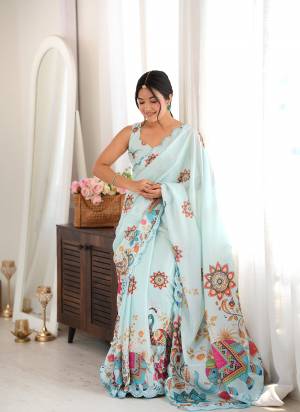 Attractive These Party Wear Saree in Fine Colored.These Saree Are Chinon And Blouse is Chinon Fabricated.Its Beautified With Designer Digital Printed With Mirror Cut Work Border.