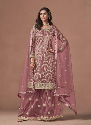 Looking These Beautiful Party Wear Fine Color Plazzo Suits.These Top Are Net And Dupatta Are Net And Bottom Net Fabricated.Its Beautified With Heavy Designer Embroidery Work.