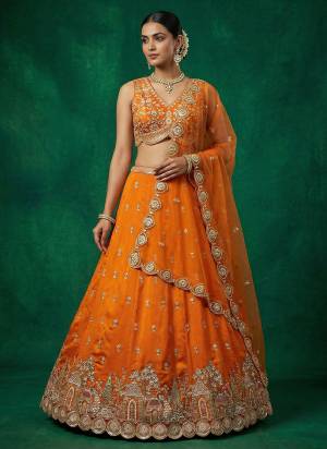 Garb This Party Wear Fine Color Fancy Heavy Designer Choli And Lahenga Fabriced On Chinon Silk And Dupatta Net In Fabricated Beautified With Attrective Designer Sequance,Moti Embroidery Work. Buy Now.