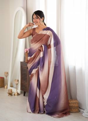 Looking These Party Wear Saree in Fine Colored.These Saree Are Chinon And Blouse is Chinon Fabricated.Its Beautified With Designer Digital Printed With Mirror Cut Work Border.