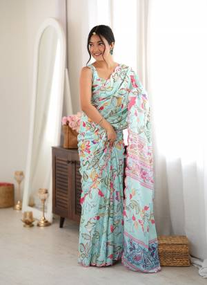 Looking These Party Wear Saree in Fine Colored.These Saree Are Chinon And Blouse is Chinon Fabricated.Its Beautified With Designer Digital Printed With Mirror Cut Work Border.