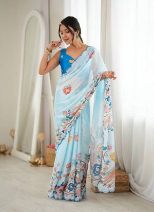 Looking These Party Wear Saree in Fine Colored.These Saree Are Chinon And Blouse is Chinon Fabricated.Its Beautified With Designer Digital Printed With Mirror Cut Work Border.