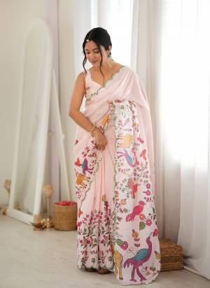 Looking These Party Wear Saree in Fine Colored.These Saree Are Chinon And Blouse is Chinon Fabricated.Its Beautified With Designer Digital Printed With Mirror Cut Work Border.