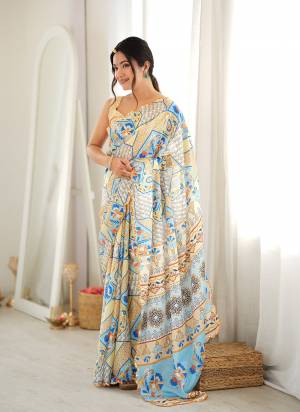 Looking These Party Wear Saree in Fine Colored.These Saree Are Chinon And Blouse is Chinon Fabricated.Its Beautified With Designer Digital Printed With Mirror Cut Work Border.