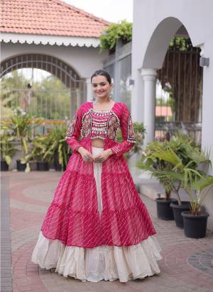 Looking These Navratri Wear Lehenga Kurti in Fine Colored. These Lehenga Are Kora Cotton And Kurti Are Faux Georgette Fabricated. It is Beautified With Lahariya Printed With Designer Kutchi Patch Work.
