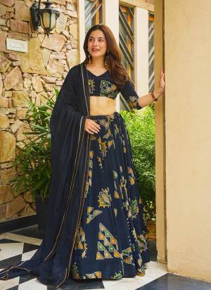 Attrective Looking These Beautiful Looking Readymade Crop Top Lahenga And Dupatta.These Top And Lahenga is Fabricated On French Crepe And Silk Dupatta.Its Beautified With Designer Digital Printed.