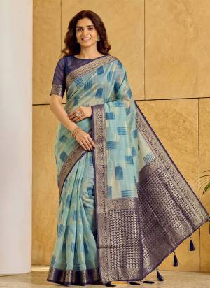 Garb These Fastive And Party Wear Saree in Fine Colored.These Saree And Blouse is Fabricated On Linen Cotton.Its Beautified With Weaving Designer.
