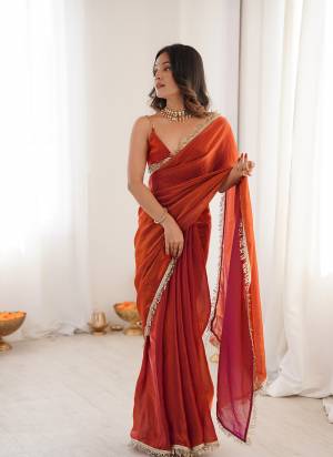 Attractive These Fancy Party Wear Saree in Fine Pedding Colored.These Saree Are Fendy Satin And Blouse is Fendy Satin Fabricated.Its Beautified With Two Tone Color,Sequance Hand Work Border Lace.