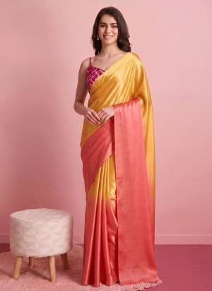 Looking These Party Wear Ready To Wear Saree in Fine Colored.These Saree Are Satin And Blouse is Art Silk Fabricated.Its Beautified With Pedding Color Designer With Printed Blouse.