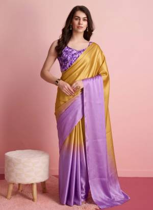 Looking These Party Wear Ready To Wear Saree in Fine Colored.These Saree Are Satin And Blouse is Art Silk Fabricated.Its Beautified With Pedding Color Designer With Printed Blouse.