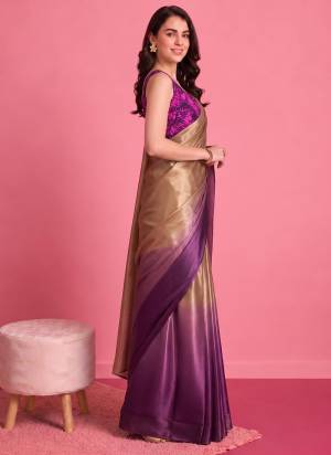 Looking These Party Wear Ready To Wear Saree in Fine Colored.These Saree Are Satin And Blouse is Art Silk Fabricated.Its Beautified With Pedding Color Designer With Printed Blouse.