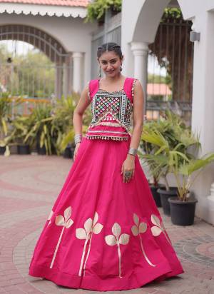 Looking These Beautiful Looking Navratri Wear Free Size Stitched Lahenga Choli.These Lahenga Are Roman Silk And Blouse is Fabricated On Roman Silk.Its Beautified With Designer Pan Gota Patti,Mirror Gamthi Work.