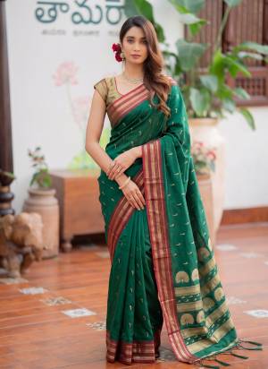 Garb These Fastive And Party Wear Saree in Fine Colored.These Saree And Blouse is Fabricated On Soft Silk.Its Beautified With Weaving Designer.