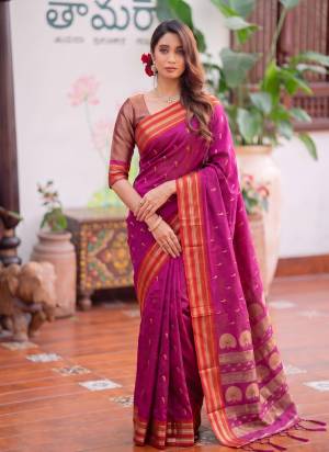 Garb These Fastive And Party Wear Saree in Fine Colored.These Saree And Blouse is Fabricated On Soft Silk.Its Beautified With Weaving Designer.