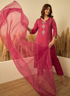 Garb These Beautiful Readymade Suits With Dupatta.These Suit is Fabricated On Top Are Zora Silk And Bottom Are Zora Silk And Organza Dupatta .Its Beautified With Designer Embroidery Work.
