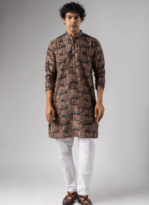 For A Festive And Party Wear,Attractive These Readymade Kurta With Payjama in Fine Colored.These Kurta is Fabricated On Chickoo Polo And Art Silk Bottom With Woven Patta Designer With Printed.Buy Now.