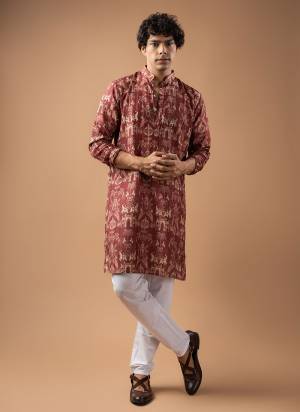 For A Festive And Party Wear,Attractive These Readymade Kurta With Payjama in Fine Colored.These Kurta is Fabricated On Chickoo Polo And Art Silk Bottom With Woven Patta Designer With Printed.Buy Now.