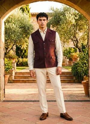 Looking These Party Wear Mans Wear Nehru Jacket wearing this fashionable. This Jacket Are Prime Jute Fabriced With Sold Designer.