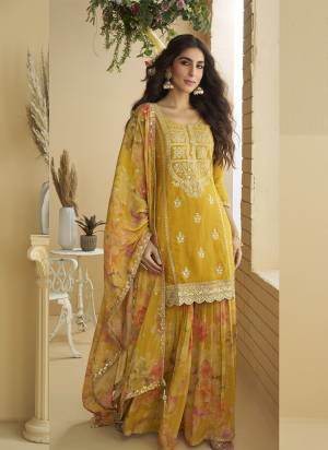 Looking These Fancy Party Wear Free Size Stitched Plazzo Suit in Fine Colored Pair.These Top And Bottom Are Chinon And Pair With Chinon Dupatta Fabric.Its Beautified With Heavy Designer Embroidery Work.