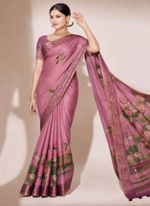 Garb These Fancy Party Wear Saree in Fine Colored.These Saree Are Kanjivaram And Blouse is Kanjivaram Fabricated.Its Beautified With Woven Border Designer With Printed.