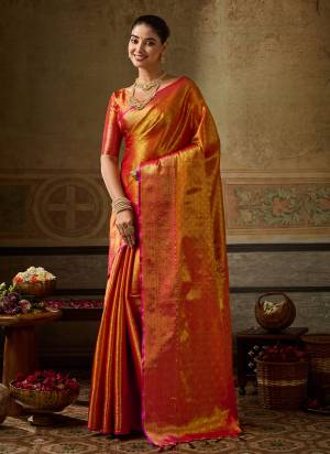 Looking These Fastive And Party Wear Saree in Fine Colored.These Saree And Blouse is Fabricated On Kanchivaram Silk.Its Beautified With Weaving Jari Designer.