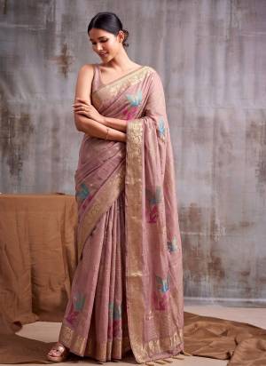Attractive These Fastive And Party Wear Saree in Fine Colored.These Saree And Blouse is Fabricated On Linen Cotton.Its Beautified With Weaving Jari Thread Designer.