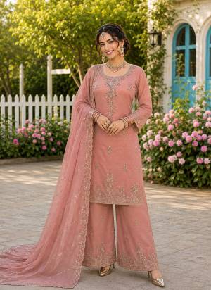  Looking These Party Wear Suit in Fine Colored Pair Plazzo With Dupatta.These Top,Bottom And Dupatta Are Rose Gold Fabricated.Its Beautified With Designer Heavy Beads Embroidery Work.