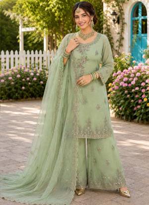  Looking These Party Wear Suit in Fine Colored Pair Plazzo With Dupatta.These Top,Bottom And Dupatta Are Rose Gold Fabricated.Its Beautified With Designer Heavy Beads Embroidery Work.